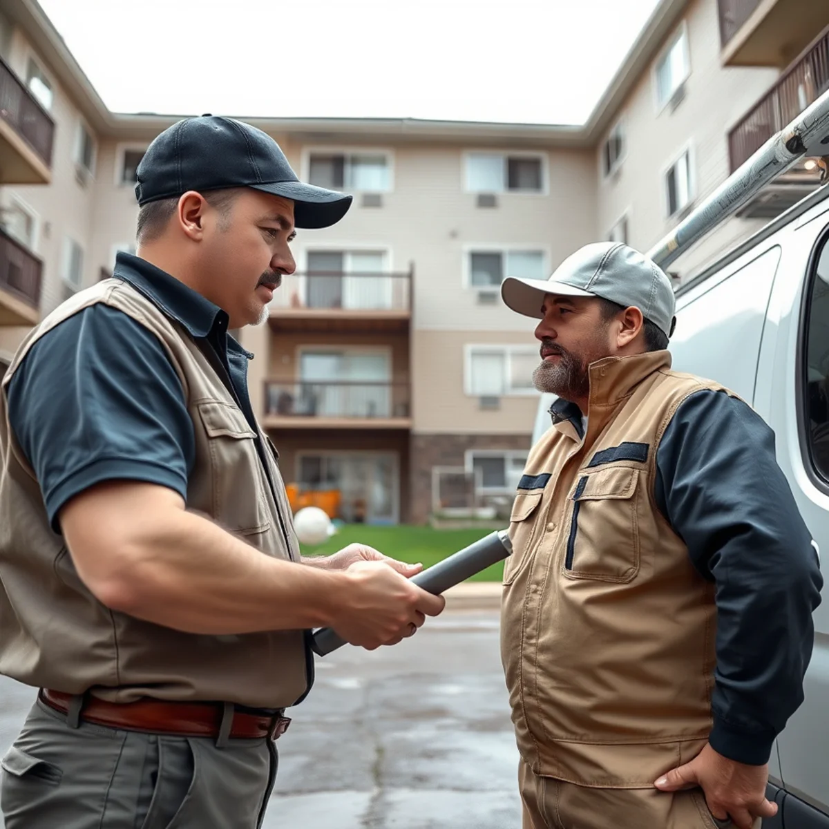 Property manager reviewing a commercial sewer camera inspection report for a rental property
