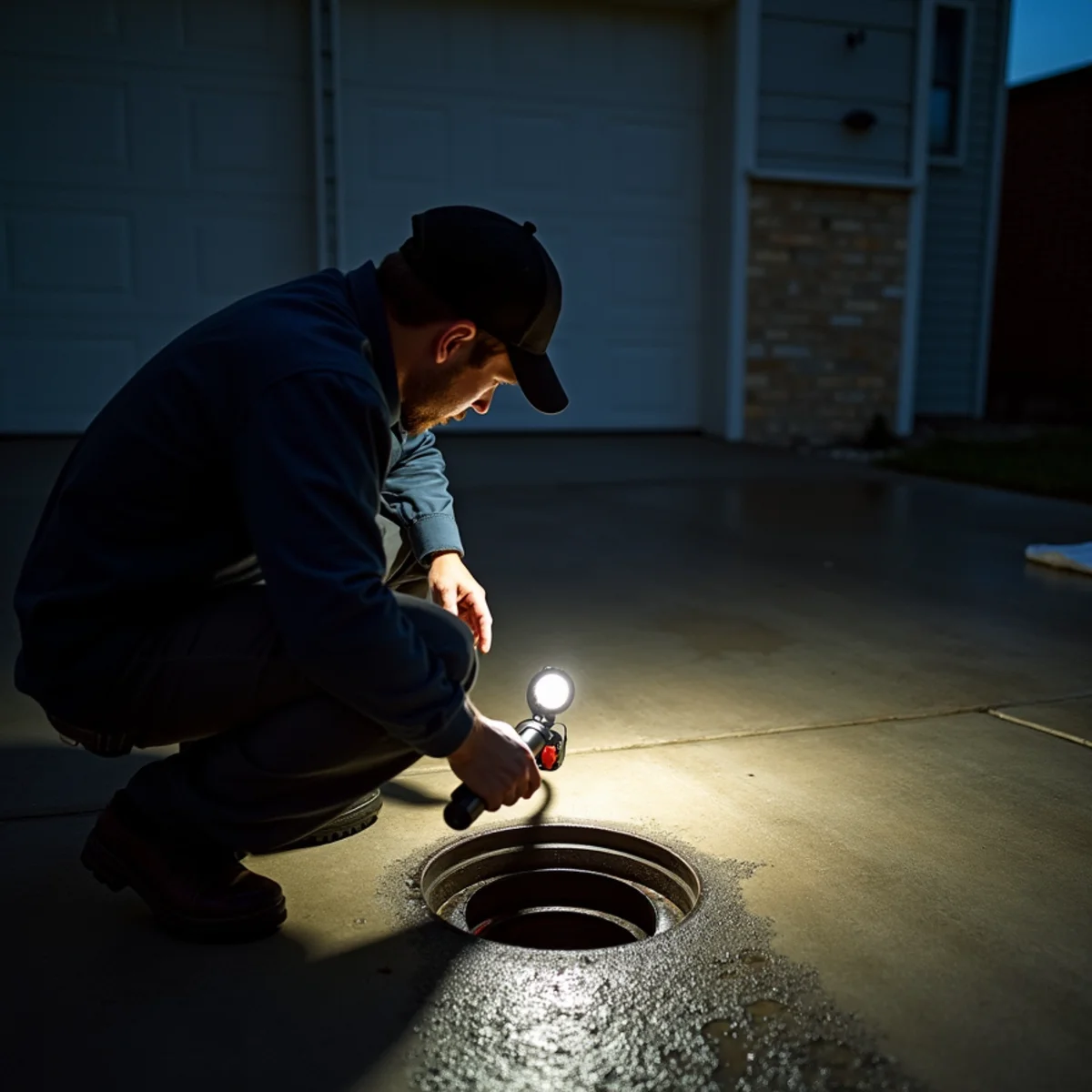 Emergency Sewer Camera Inspection in progress at a Sterling Heights, MI property