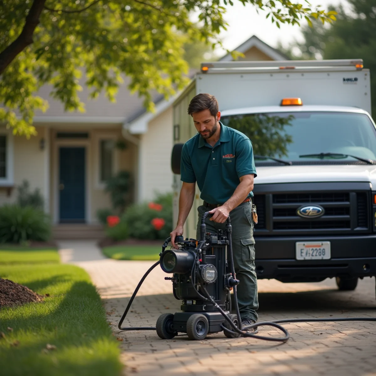 Real Estate & Pre-Sale Sewer Inspection in progress at a Sterling Heights, MI property