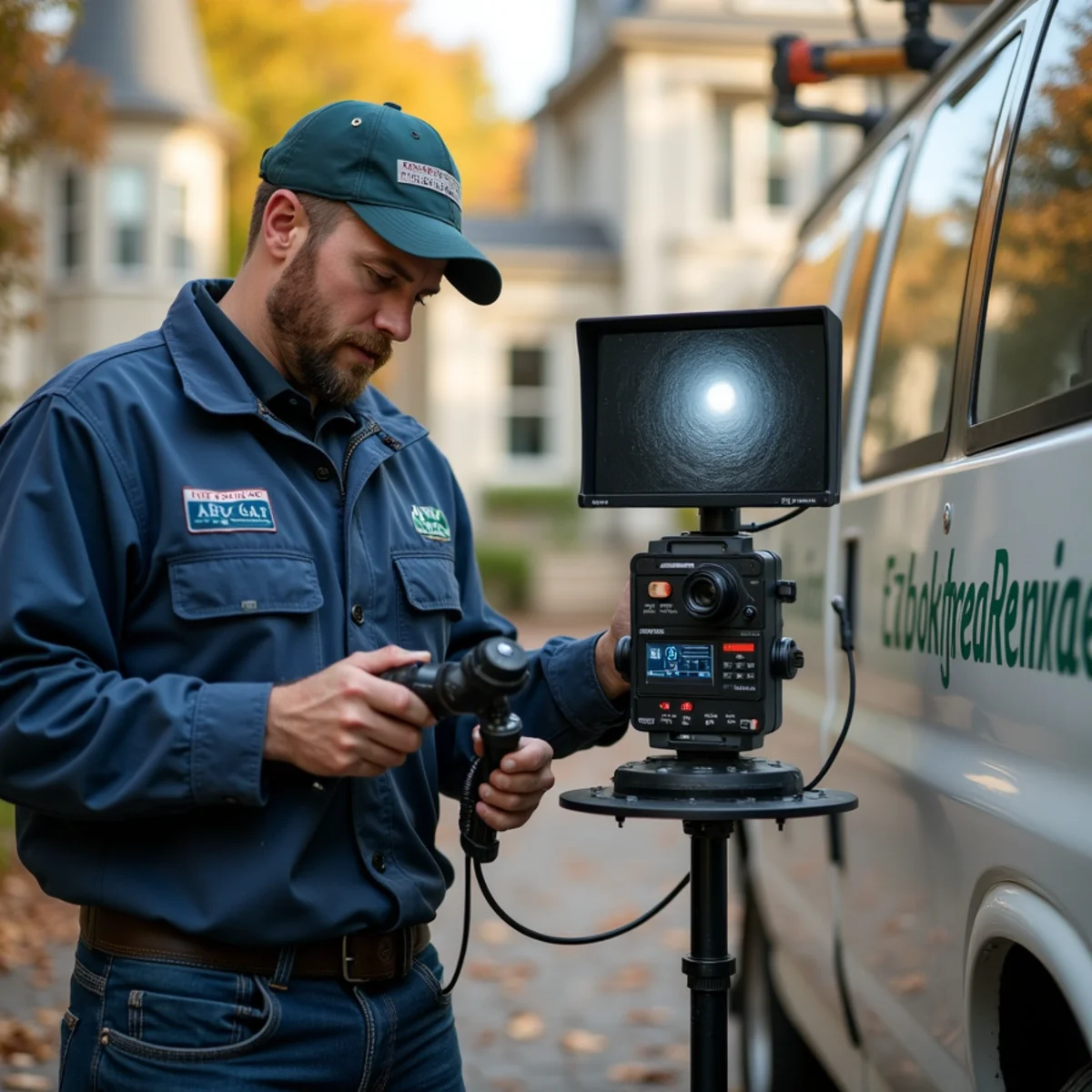 Sewer camera inspection at a historic home during a teardown-rebuild project in Birmingham, MI