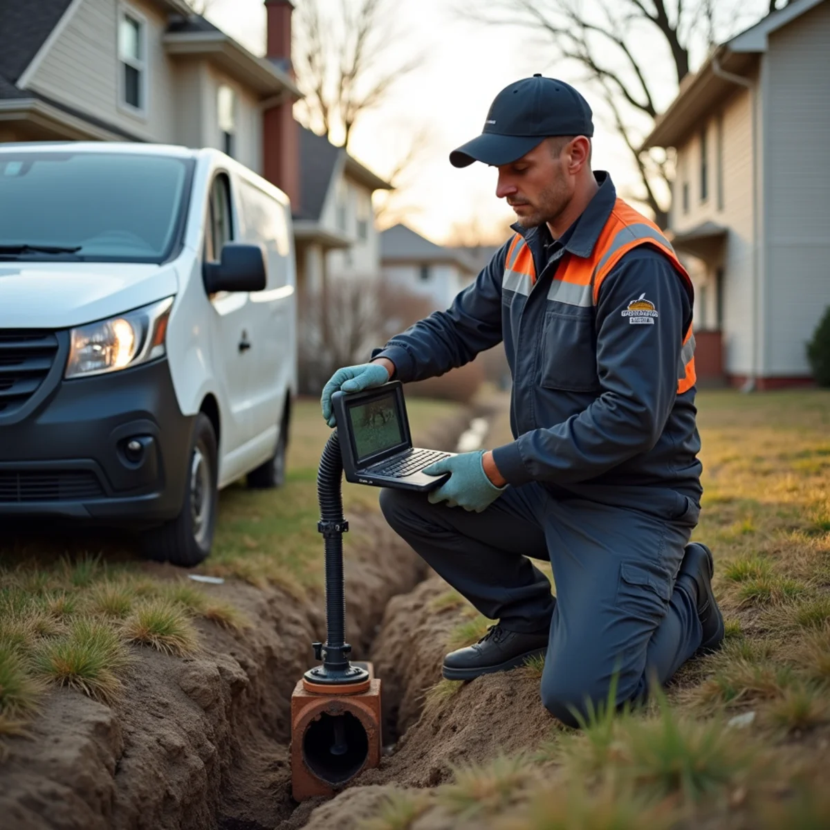Sewer camera inspection along Van Dyke Avenue in Center Line, MI