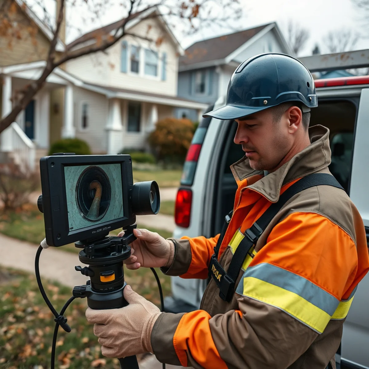 Sewer camera inspection on a tight residential lot in Clawson, MI