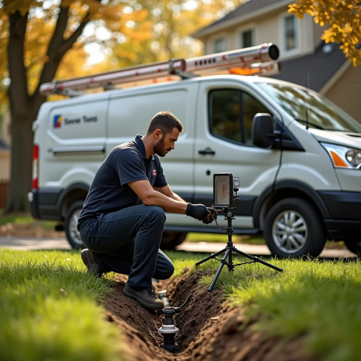 Sewer camera inspection at a small ranch home along Garfield Road in Fraser, MI