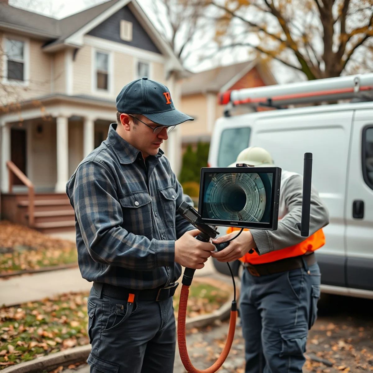 Sewer camera inspection at an early-1900s home in Highland Park, MI