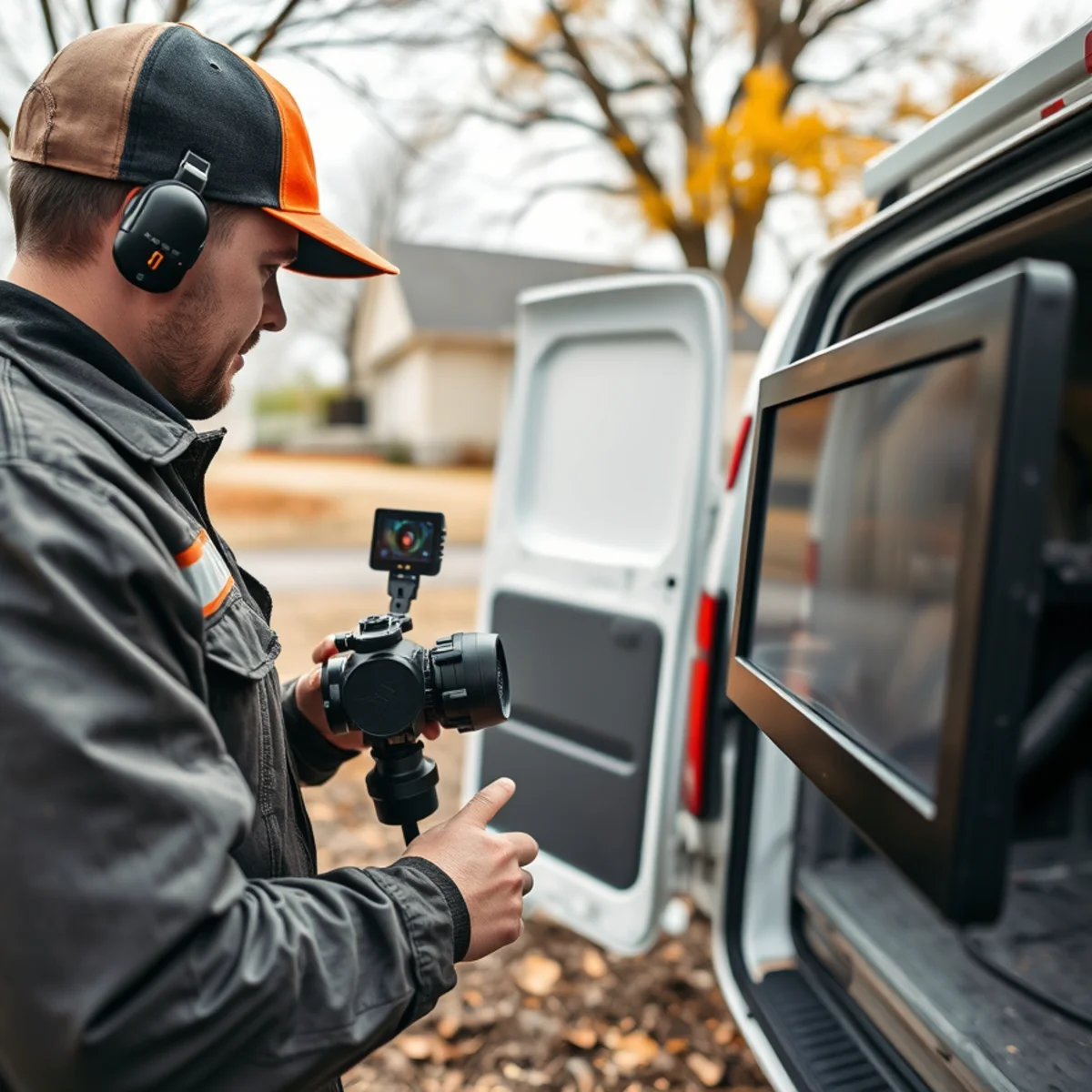 Sewer camera inspection van near the downtown core of Imlay City, Michigan