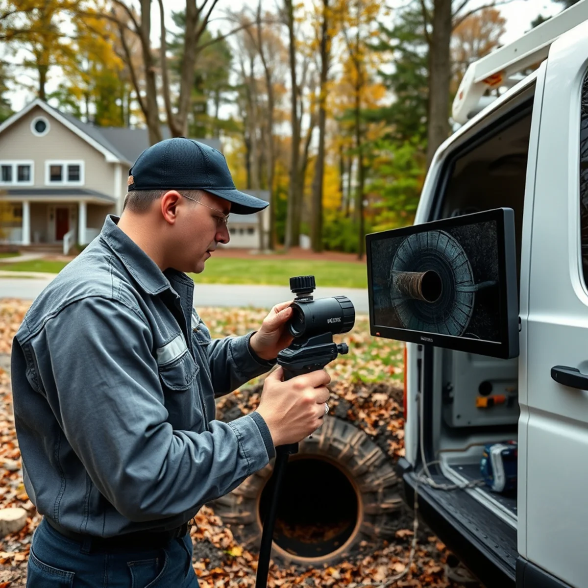 Sewer camera inspection near a cottage on Lake Orion, MI