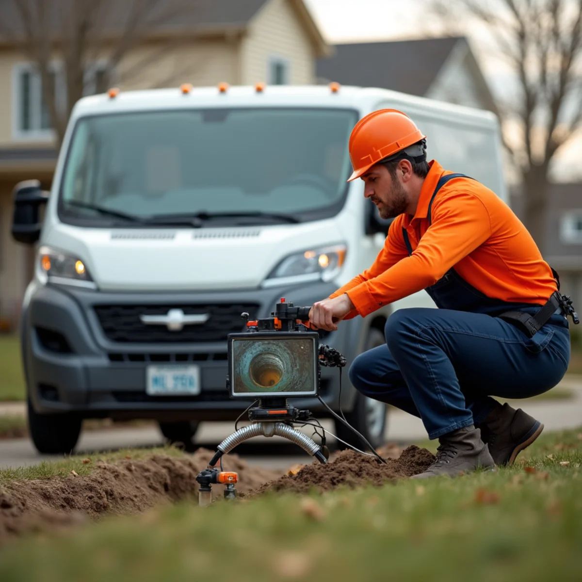 Sewer camera inspection at a new-construction subdivision off 26 Mile Road in Macomb Township, MI