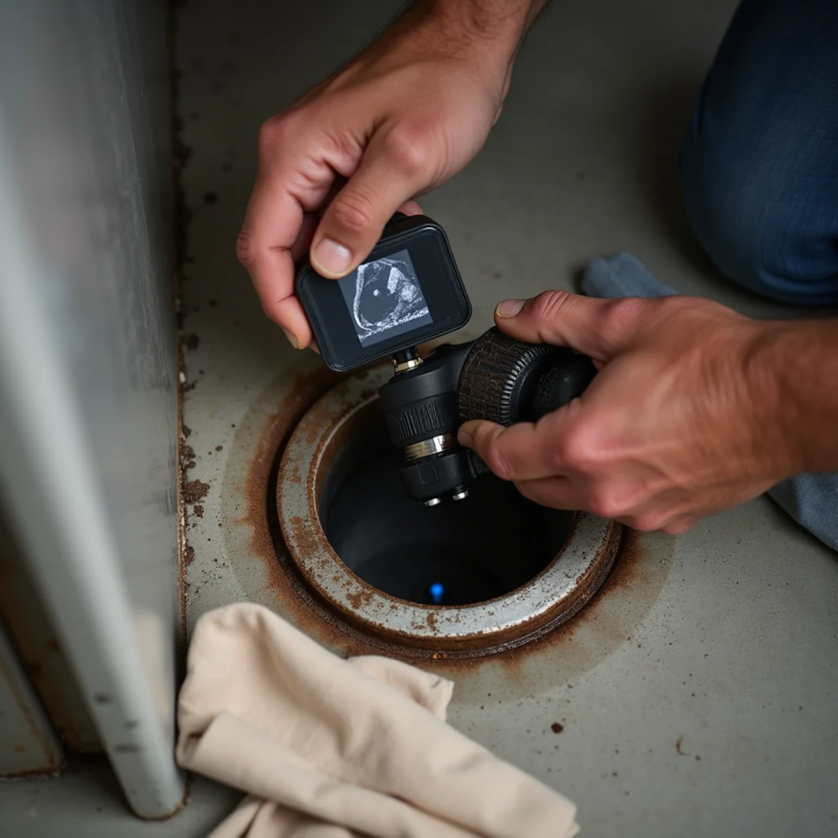 Sewer Gas & Odor Inspection in progress at a Sterling Heights, MI property