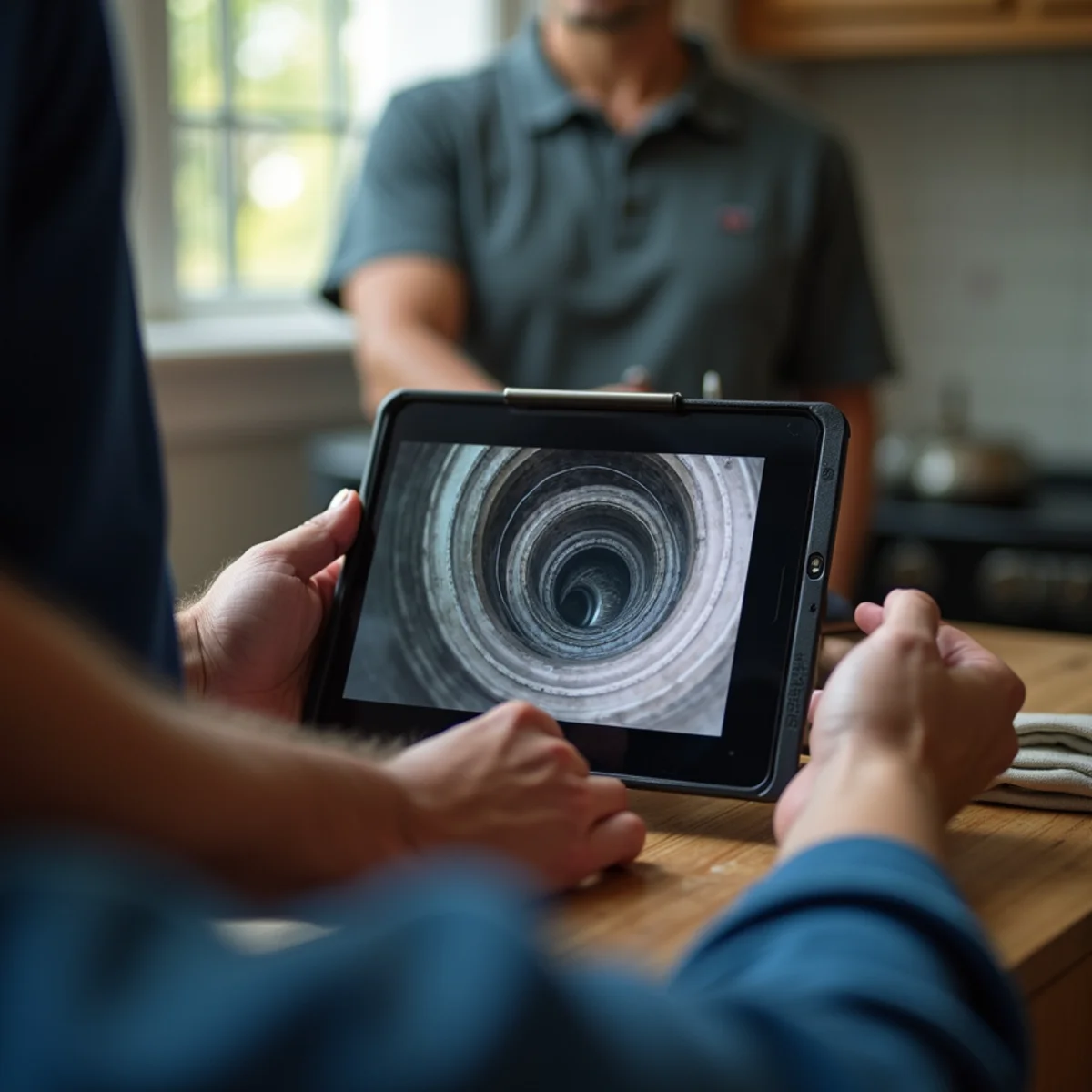 Sewer Line Video Inspection in progress at a Sterling Heights, MI property